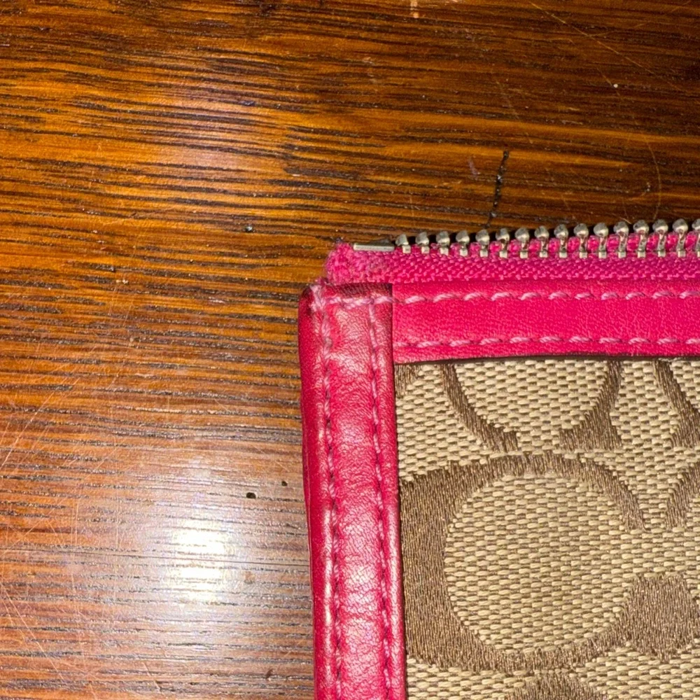 Coach Retired Signature Tan and Pink Wristlet - Picture 6 of 7
